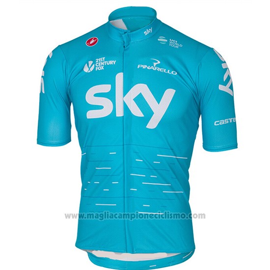 2017 Abbigliamento Ciclismo Sky Celeste Manica Corta e Salopette